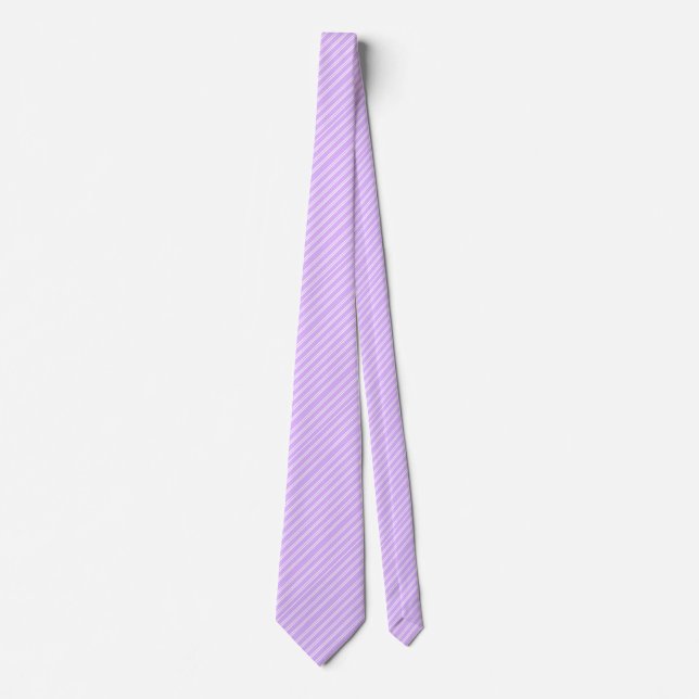 Cravate Violet pastel avec rayures blanches (Devant)