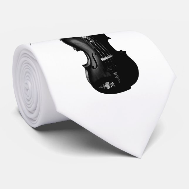 CRAVATE VIOLIN NOIR—CRAVATE DE COULEUR ARRIÈRE - P (Roulé)