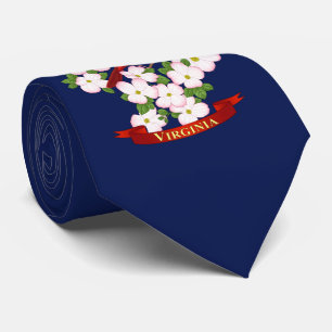 Cravate Virginie State Cardinal Bird and Dogwood Flower