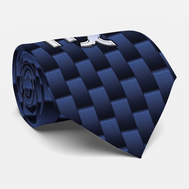 Cravate Virgo Zodiac Silver Sign Blue Carbon Fibre Print (Roulé)