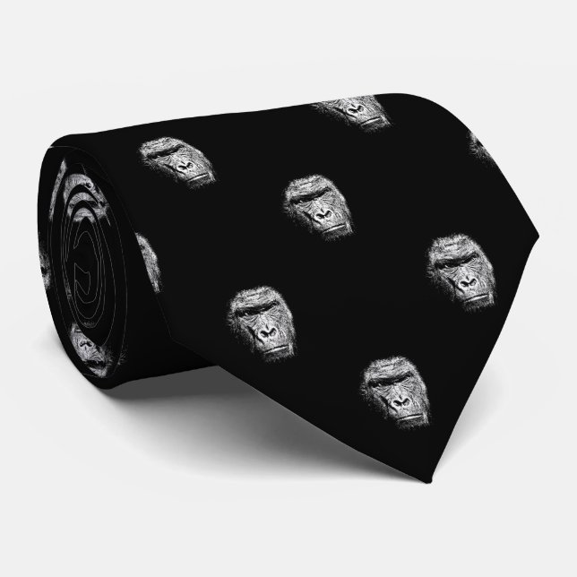 Cravate Visage fâché sérieux de gorille (Roulé)