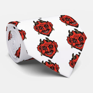 Cravate Visage rouge à cornes de diable de Satan