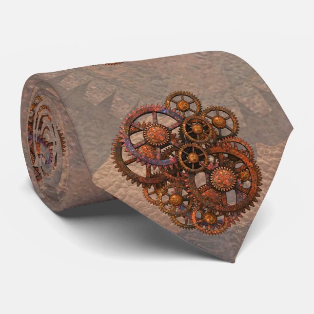 Cravate Vitesses rouillées en métal de Steampunk avec des (Roulé)