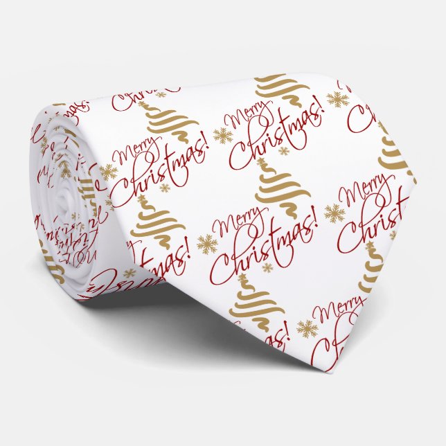 Cravate Vœu de Noël Élégant Simple Joyeux (Roulé)