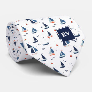 Cravate Voiliers en Mer Monogrammés