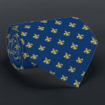 Cravate Votre couleur personnalisée, or Fleur de lis crava<br><div class="desc">Design Gold Fleur-de-lis. Vous pouvez customiser l'arrière - plan à votre propre couleur (en bleu foncé).</div>
