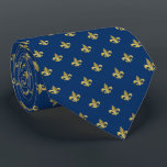 Cravate Votre couleur personnalisée, or Fleur de lis crava<br><div class="desc">Design Gold Fleur-de-lis. Vous pouvez customiser l'arrière - plan à votre propre couleur (en bleu foncé).</div>