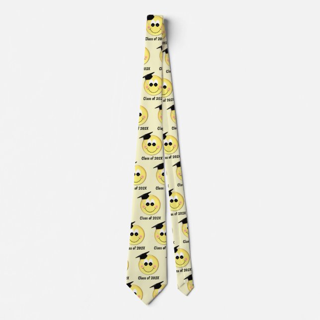 Cravate Votre Grand Année Joyeux Visage Avec Cap Graduatio (Devant)