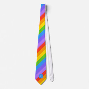 Cravate Votre lettre, arc-en-ciel barre le monogramme