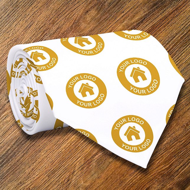 Cravate Votre logo d'entreprise personnalisé Blanc promoti (Créateur téléchargé)