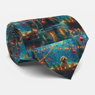 Cravate Voyage de fête de Noël de Goldendoodle