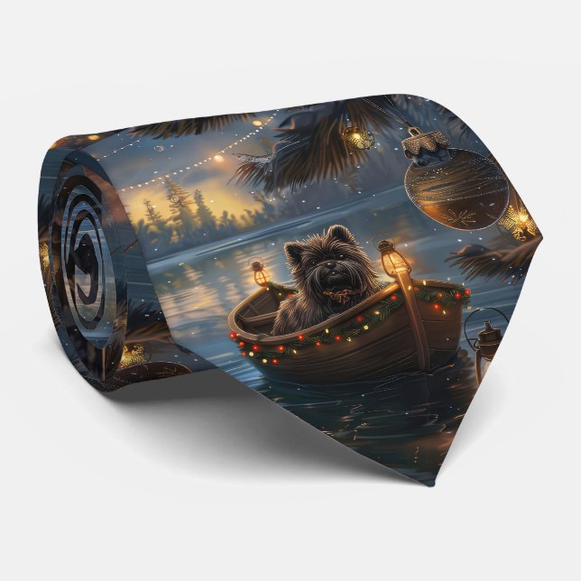 Cravate Voyage de Noël festif Affenpinscher (Roulé)