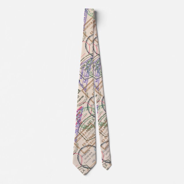 Cravate Voyage de timbres de passeport (Devant)