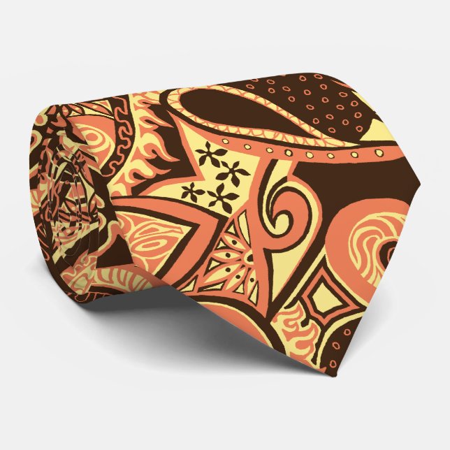 Cravate Voyage d'onde Floral Paisley Imprimé à deux côtés (Roulé)