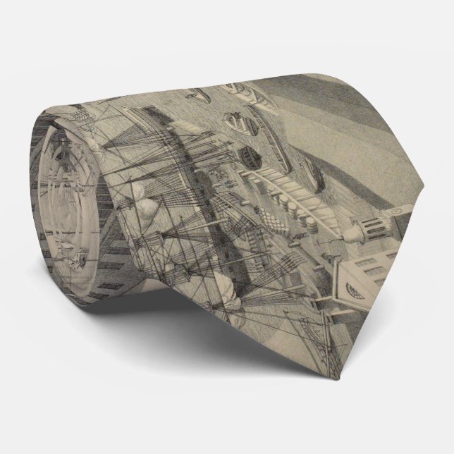 Cravate Vue illustrative vintage de Brooklyn NY (1846) (Roulé)