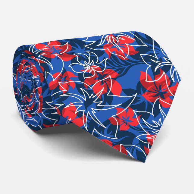 Cravate Wailea Hibiscus Floral Hawaïen Camo (Roulé)