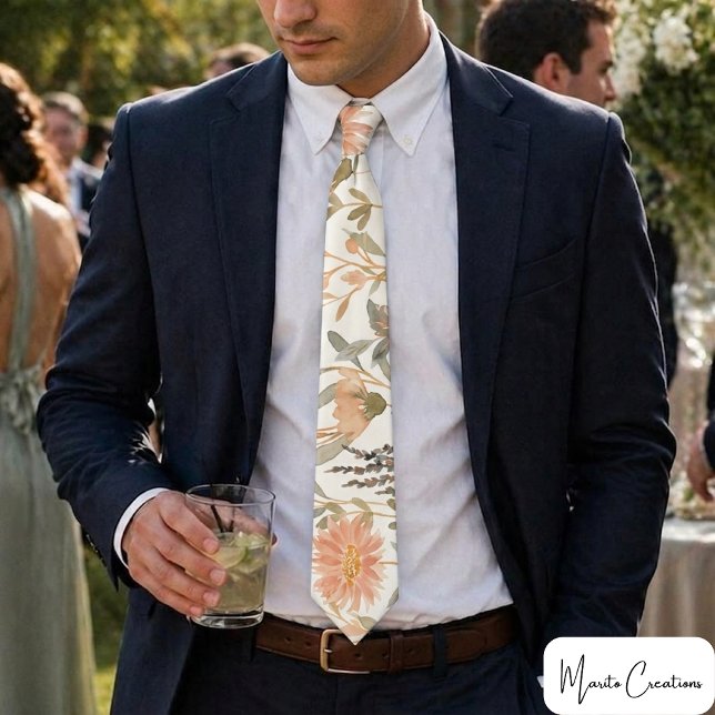 Cravate watercolor flower collage tie (Créateur téléchargé)