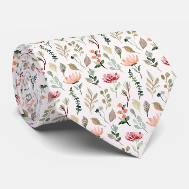Cravate Watercolor Flowers Pattern (Roulé)