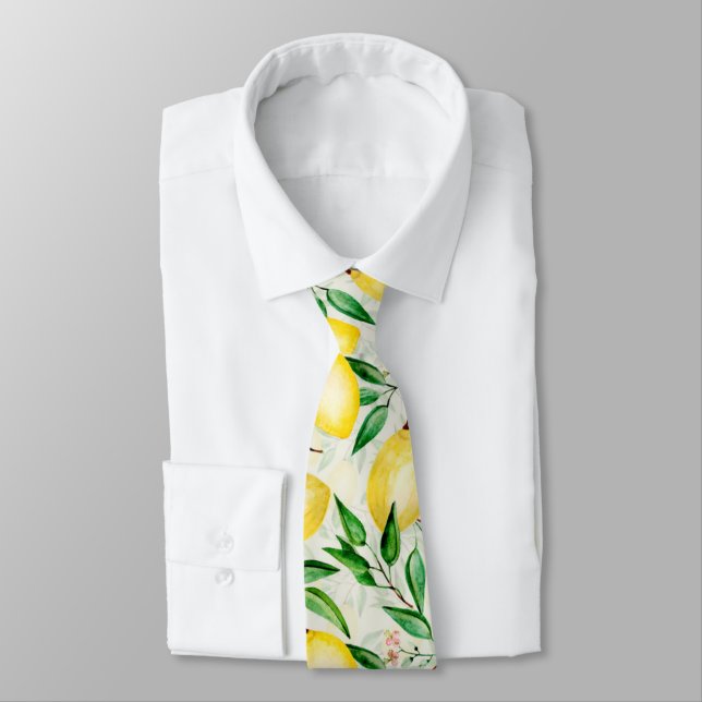 Cravate Watercolor lemons (Attaché)