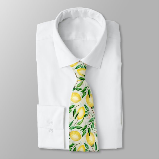 Cravate Watercolor lemons (Attaché)