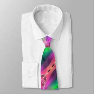 Cravate Watermelon Tourmaline Neon Vert Hot rose Abstrait