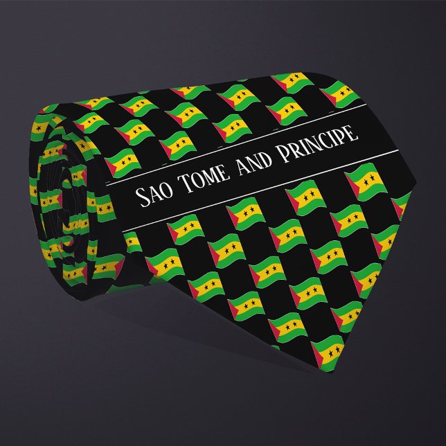 Cravate Wavy Sao Tome and Principe Flag Pattern  (Créateur téléchargé)