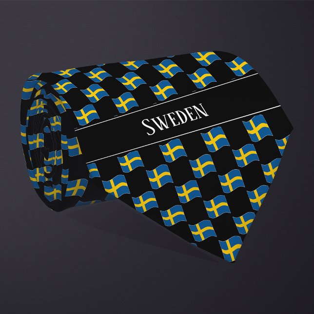 Cravate Wavy Sweden Flag Pattern  (Créateur téléchargé)