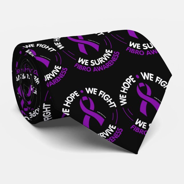 Cravate WE HOPE WE FIGHT WE SURVIVE...Fibro (Roulé)