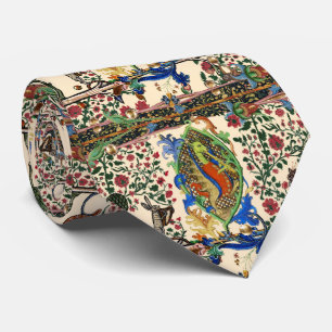 CRAVATE WEIRD MÉDIÉVAL BESTIAIRE MUSIQUE, DRAGON JOUER FLU