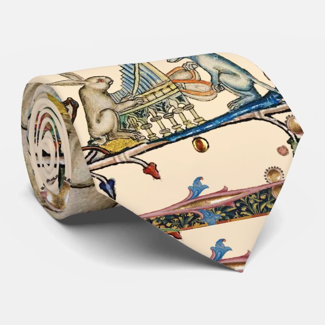 Cravate WEIRD MÉDIÉVAL DE LA MUSIQUE, Lapin, Chien (Roulé)