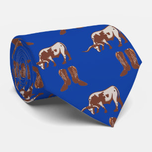 Cravate Western Cowboy Boots Longhorn Steer Necktie