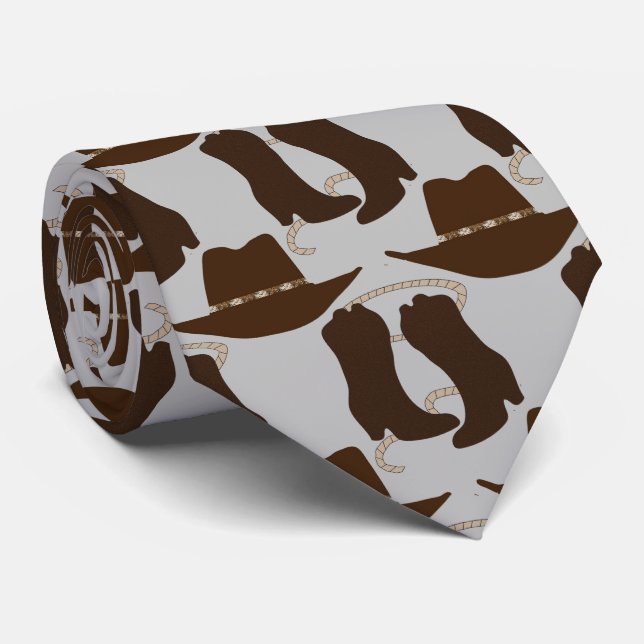 Cravate Western Cowboy Casquette et Bottes (Roulé)