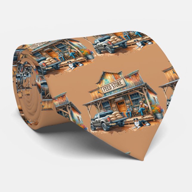 Cravate Western Farm Ranch Feed Store Et Hommes (Roulé)