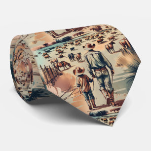 Cravate Western Ranch Cowboy et son vérifier le troupeau