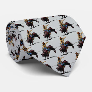 Cravate Western Rodeo Bull Riding Mens Necktie