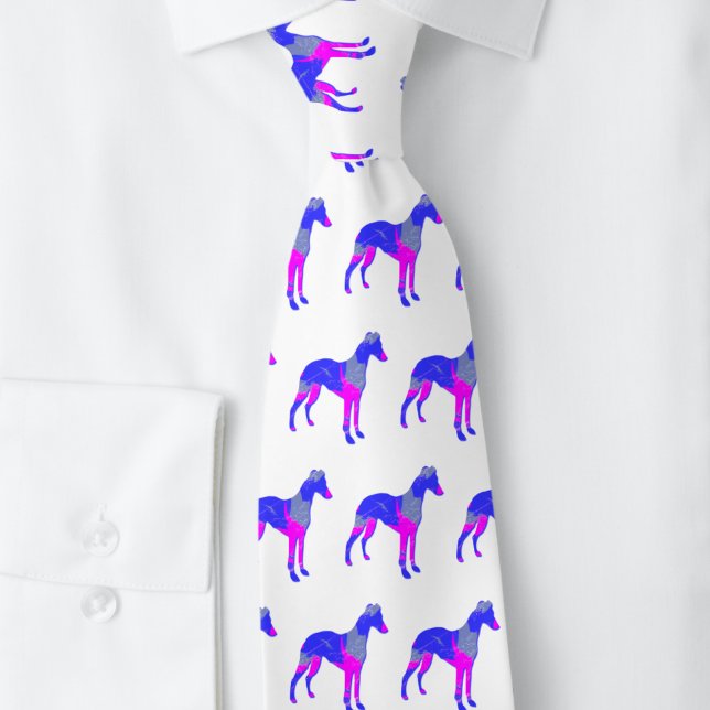 Cravate Whippet Italien Greyhound Chig Silhouette rose Ble (Whippet / Italian Greyhound White tie close up)