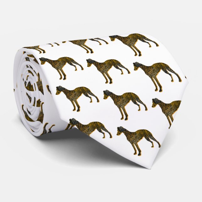 Cravate Whippet Italien Gris Silhouette Halloween Blanc (Roulé)