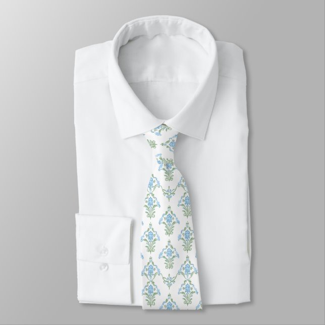 Cravate White blue green pattern neck tie (Attaché)