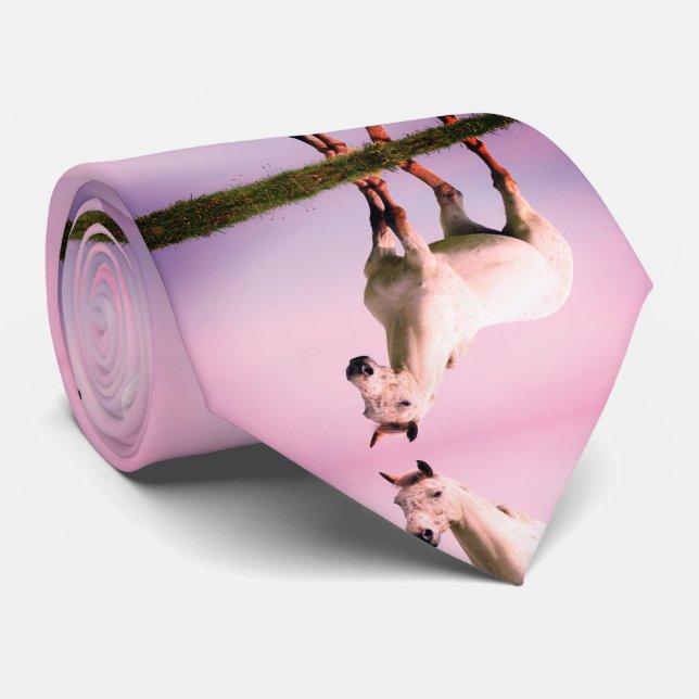 Cravate White Horse print (Roulé)