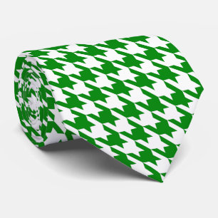 Cravate White Kelly Green Pied de Poule Houndstooth