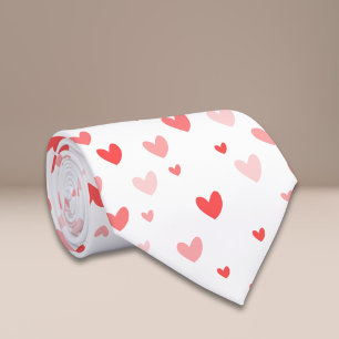 Cravate White Pink Hearts Saint-Valentin