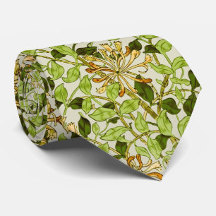 Cravate William Morris Chèvrefeuille Fleurs Vertes