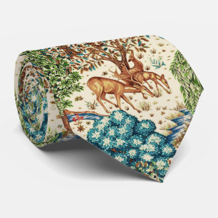 Cravate William Morris Deer par un Brook Beige et bleu