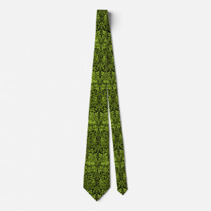 Cravate William Morris Frère Lapin Vert Sage Noir