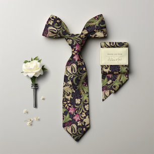 Cravate William Morris Golden Lily Violet Vert Vintage