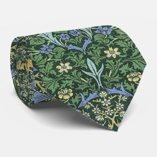 Cravate William Morris Green Floral Vintage White Daisies