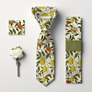 Cravate William Morris Grenade Citron Fruits Jaunes