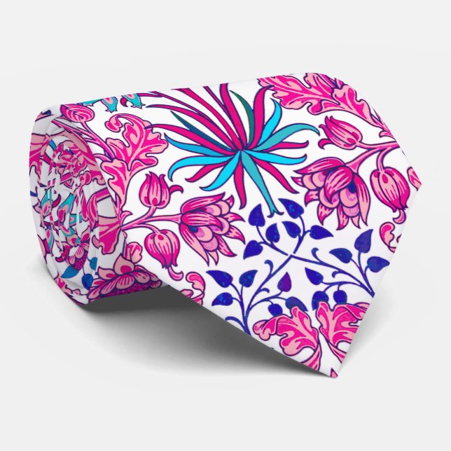 Cravate William Morris Hyacinth Imprimer, rose Fuchsia (Roulé)