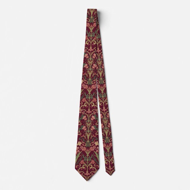 Cravate William Morris Hyacinthe bordeaux Floral  (Devant)