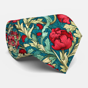 Cravate William Morris Motif inspiré des fleurs rouges